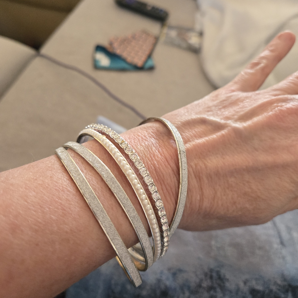 Claire's Silver and Rhinestone Bracelet Set